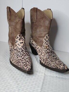 Roper Western Cowboy Leopard  Boho Festival Boots